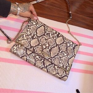 Steve Madden Brown Snakeskin Clutch